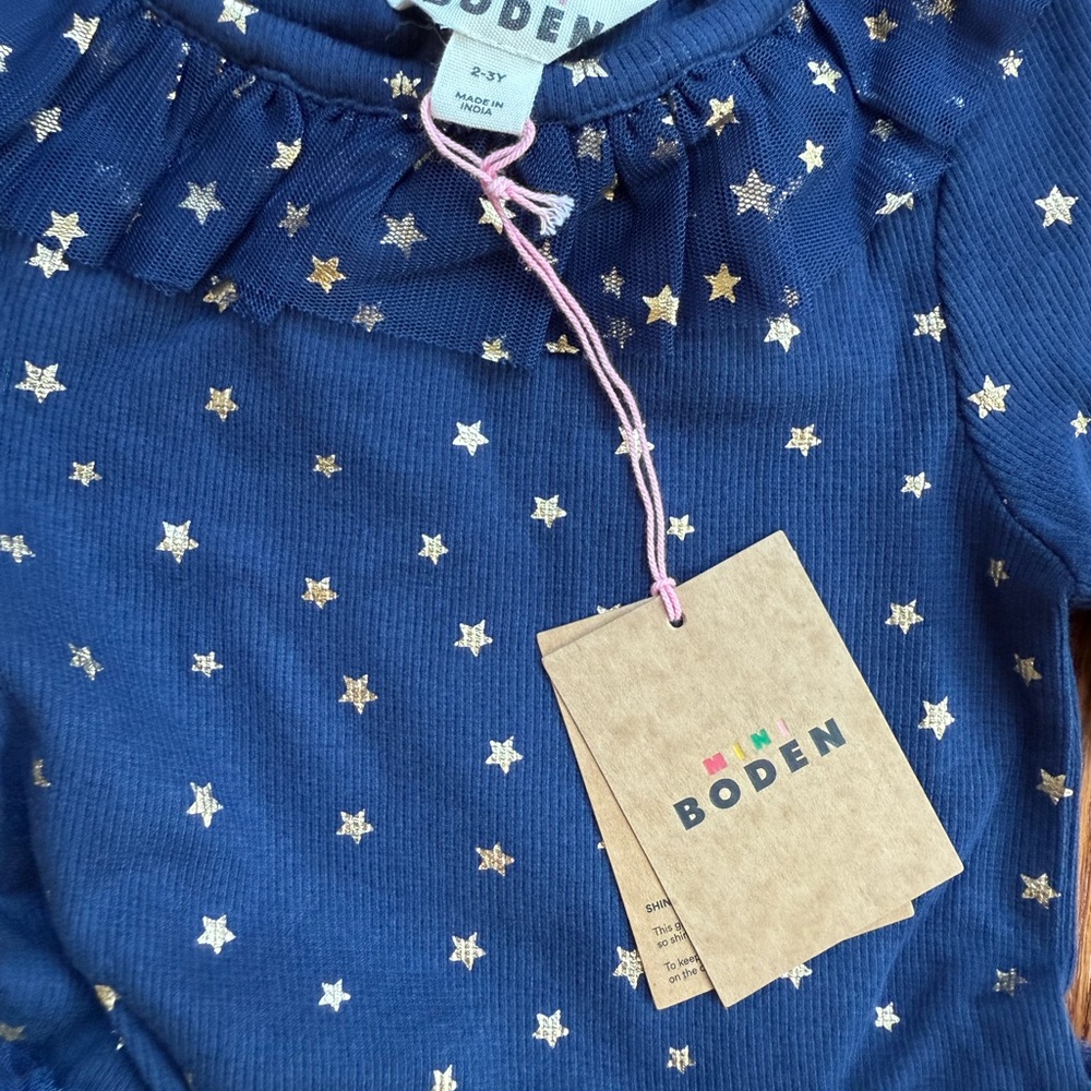 NEW Mini Boden Twirly Tulle Dress College Navy Gold Stars Girls 2-3 Years - Picture 6 of 13